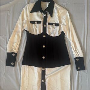 Fashion Nova Black and White Midi Dress